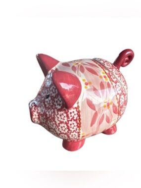 Temp-Tations cranberry  Floral Ceramic Piggy tea spice holder  Figurine